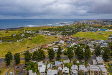Port Fairy, Avustralya 'nın havadan görünüşü