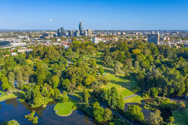 Vista Aérea Lago Real Jardín Botánico Melbourne Australia — Foto de Stock