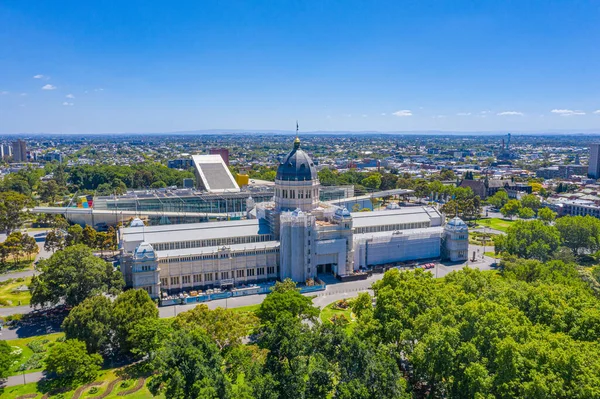 Aerial view of Royal Exhibition Building in Melbourne, Australia