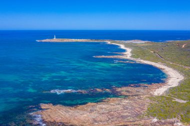 Augusta, Avustralya 'daki Cape Leeuwin' de beyaz deniz feneri.