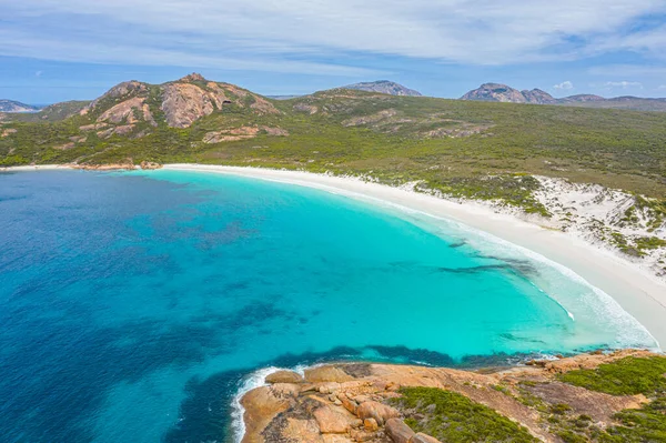 Flygfoto Över Hellfire Bay Nära Esperance Ses Molnig Dag Australien — Stockfoto