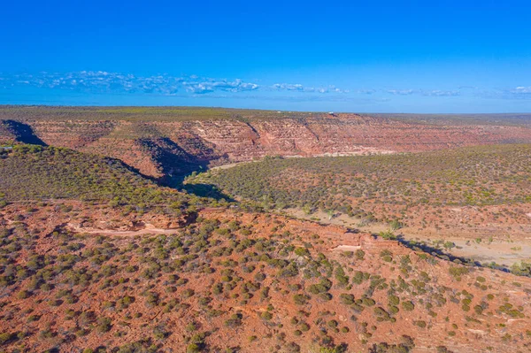 Vista Aérea Rio Murchison Chegando Loop Parque Nacional Kalbarri Austrália — Fotografia de Stock