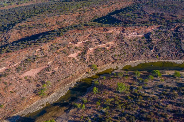 Vista Aérea Rio Murchison Chegando Loop Parque Nacional Kalbarri Austrália — Fotografia de Stock