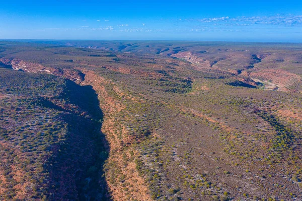 Vista Aérea Del Río Murchison Llegando Bucle Parque Nacional Kalbarri —  Fotos de Stock