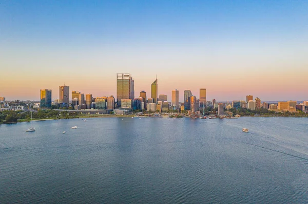 Vista Del Atardecer Perth Través Del Río Swan Australia —  Fotos de Stock