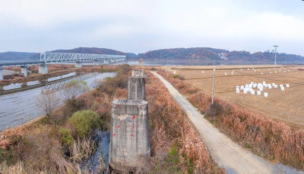 Marks Bullets Former Railway Bridge Imjingak Republic Korea — Stock Photo, Image