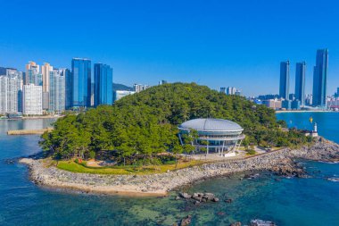 Busan, Kore 'deki Nurimaru APEC evinin havadan görünüşü