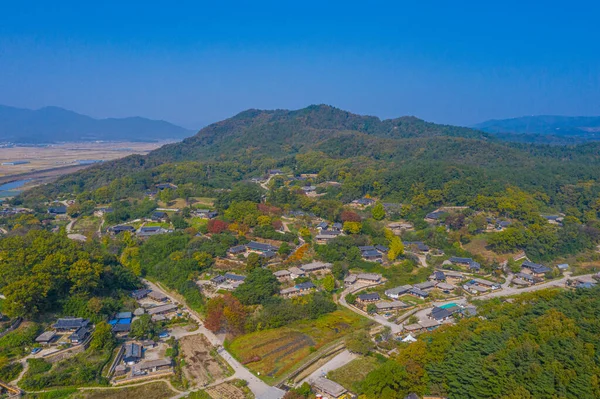 Letecký Pohled Vesnici Yangdong Folk Korejské Republice — Stock fotografie