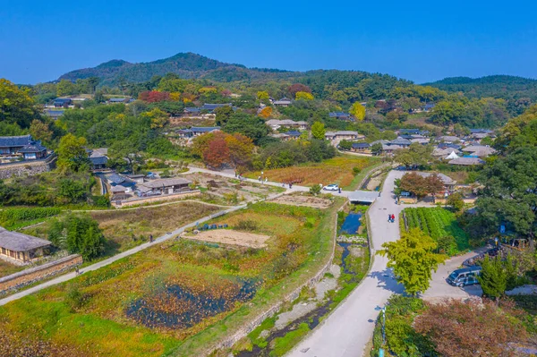 Widok Lotu Ptaka Wioskę Ludową Yangdong Republice Korei — Zdjęcie stockowe