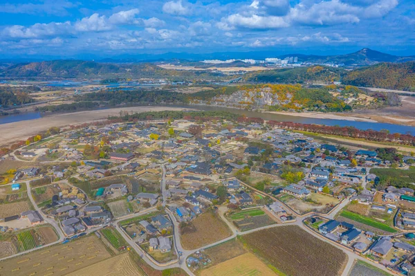 Kore Cumhuriyeti Ndeki Hahoe Halk Köyü Nün Havadan Görünüşü — Stok fotoğraf