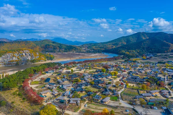 Vista Aérea Hahoe Folk Village República Coreia — Fotografia de Stock