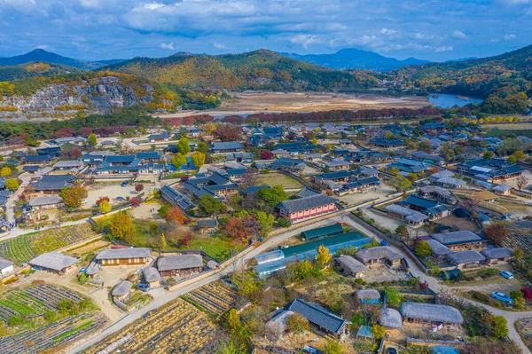 Vista Aérea Hahoe Folk Village República Coreia — Fotografia de Stock