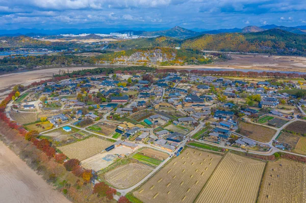 Kore Cumhuriyeti Ndeki Hahoe Halk Köyü Nün Havadan Görünüşü — Stok fotoğraf