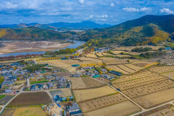 Vista Aérea Hahoe Folk Village República Coreia — Fotografia de Stock