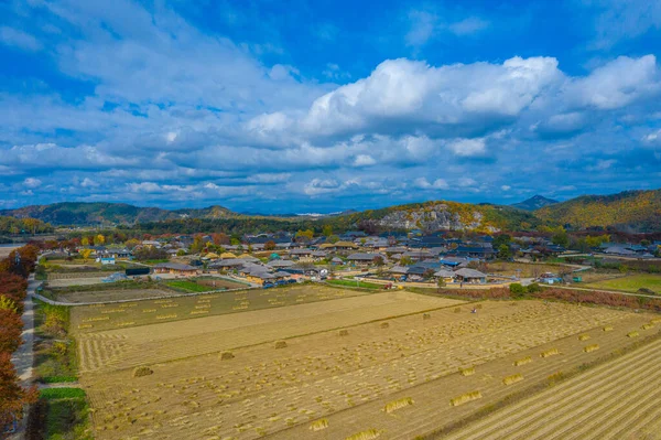 Luchtfoto Van Hahoe Folk Village Republiek Korea — Stockfoto