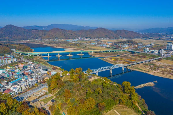Vista Aérea Gongju Detrás Del Río Geum República Corea — Foto de Stock