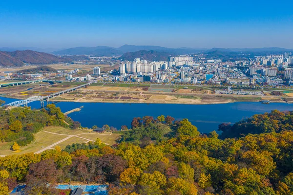 Letecký Pohled Gongju Řekou Geum Korejská Republika — Stock fotografie