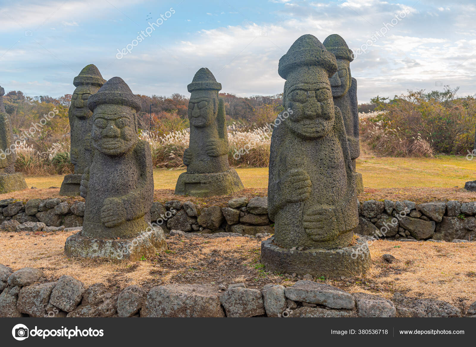 Dol Hareubang Statues Jeju Stone Park Republic Korea Stock Photo by