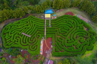 Kore Cumhuriyeti Jeju Labirent Parkı 'nın havadan görünüşü