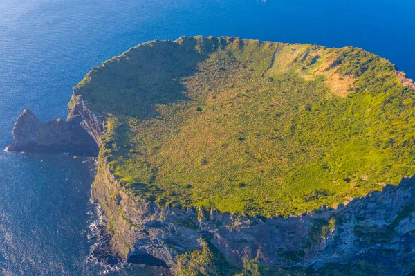 Sunrise Kilátás Seongsan Ilchulbong Ismert Napkelte Csúcs Jeju Sziget Koreai — Stock Fotó