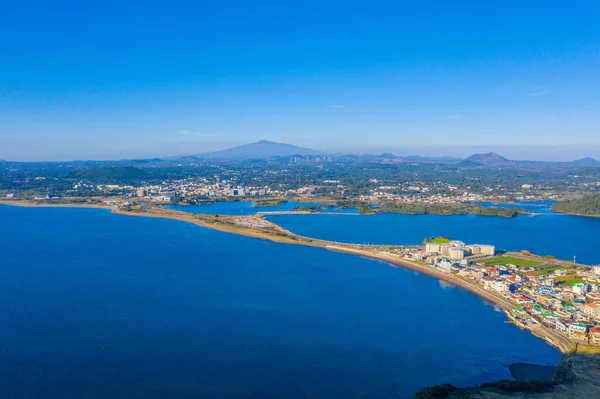 Αεροφωτογραφία Του Χωριού Seongsan Στο Νησί Jeju Δημοκρατία Της Κορέας — Φωτογραφία Αρχείου