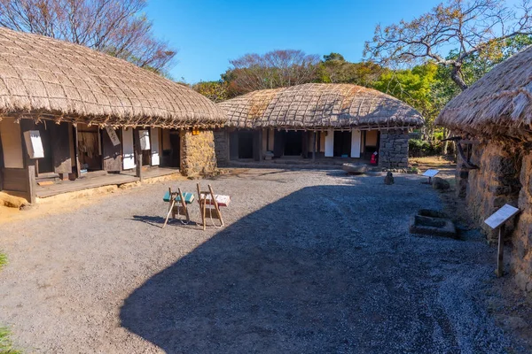 Casas Tradicionales Aldea Popular Jeju República Corea — Foto de Stock