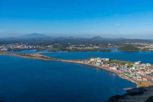 Αεροφωτογραφία Του Χωριού Seongsan Στο Νησί Jeju Δημοκρατία Της Κορέας — Φωτογραφία Αρχείου