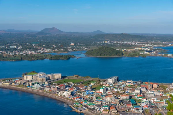 Αεροφωτογραφία Του Χωριού Seongsan Στο Νησί Jeju Δημοκρατία Της Κορέας — Φωτογραφία Αρχείου