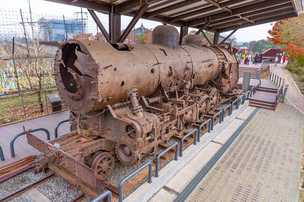 View Destroyed Locomotive Imjingak Republic Korea — Stock Photo, Image