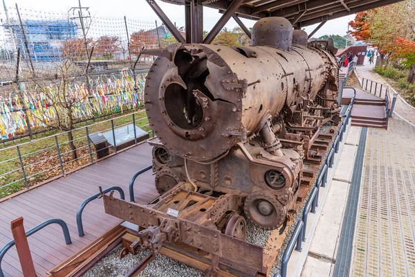 View Destroyed Locomotive Imjingak Republic Korea — Stock Photo, Image