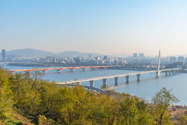 Vista Sul Tramonto Del Ponte Della Coppa Del Mondo Seoul — Foto Stock