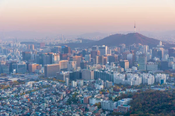 Sonnenuntergang Blick Auf Den Namsan Turm Mit Blick Auf Die — Stockfoto