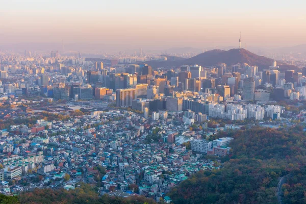 Blick Auf Den Namsan Turm Bei Sonnenuntergang Mit Blick Auf — Stockfoto