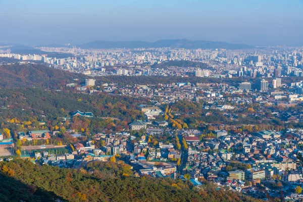 Stadslandschap Van Seoul Vanaf Berg Inwangsan Republiek Korea — Stockfoto