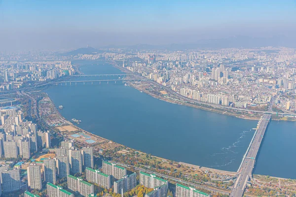 Veduta Aerea Del Centro Seoul Dalla Torre Lotte Repubblica Corea — Foto Stock