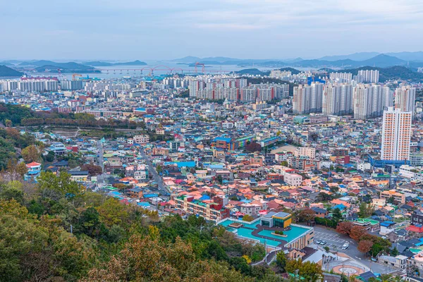 Sonnenuntergang Luftaufnahme Von Mokpo Südkorea — Stockfoto