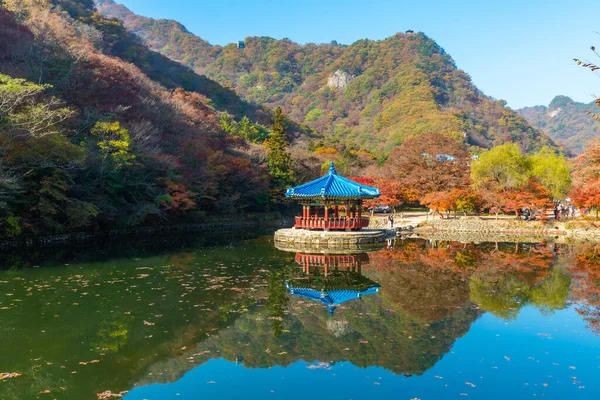 Pavilhão Azul Situado Numa Lagoa Parque Nacional Naejangsan República Coreia — Fotografia de Stock