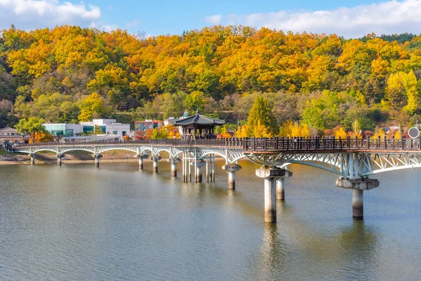 Banco Woryeonggyo Bridge Andong República Coreia — Fotografia de Stock