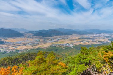 Kore Cumhuriyeti 'nin Namsan dağından Gyeongsangbukdo ili kırsal manzara manzarası