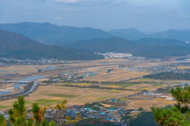 Kore Cumhuriyeti 'nin Namsan dağından Gyeongsangbukdo ili kırsal manzara manzarası