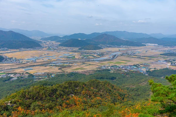 Panorama Paisagem Rural Província Gyeongsangbukdo República Coreia Montanha Namsan — Fotografia de Stock