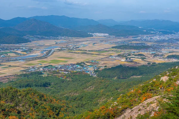 Panorama Paisagem Rural Província Gyeongsangbukdo República Coreia Montanha Namsan — Fotografia de Stock