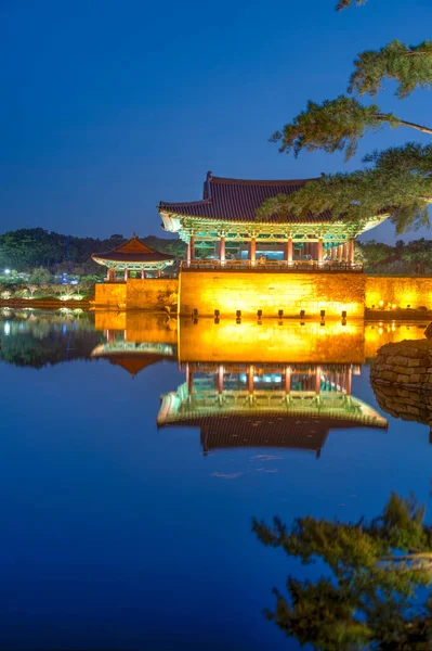 Vista Nocturna Del Estanque Anapji Gyeongju República Corea —  Fotos de Stock