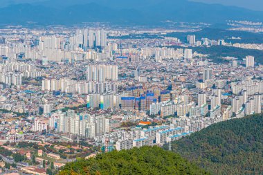 Kore 'nin Daegu kentindeki yerleşim yerlerinin hava görüntüsü.
