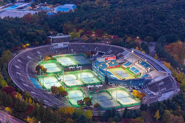 Aerial view of tennis courts in Daegu, republic of Korea