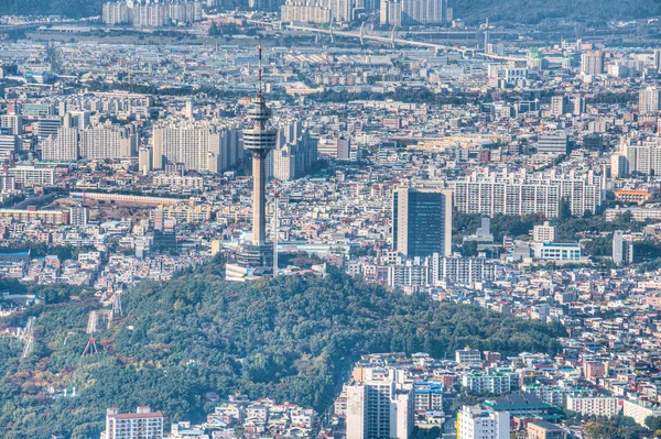 Luchtfoto Van Toren Van Apsan Berg Daegu Republiek Korea — Stockfoto