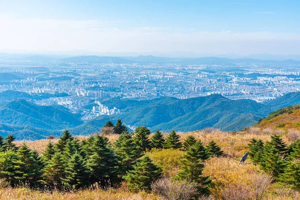 Luchtfoto Van Gwangju Vanuit Mudeungsan National Park Republiek Korea — Stockfoto