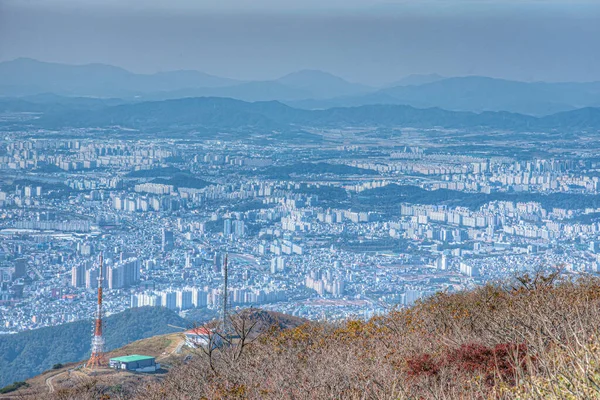 Αεροφωτογραφία Του Gwangju Από Εθνικό Πάρκο Mudeungsan Δημοκρατία Της Κορέας — Φωτογραφία Αρχείου