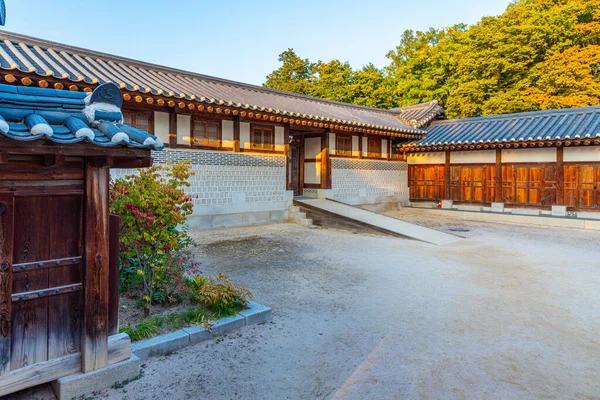 Vista Pôr Sol Palácio Gyeongbokgung Seul República Coreia — Fotografia de Stock