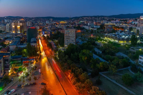 Sonnenuntergang Mit Blick Auf Die Nationalbibliothek Des Kosovo Und Die — Stockfoto